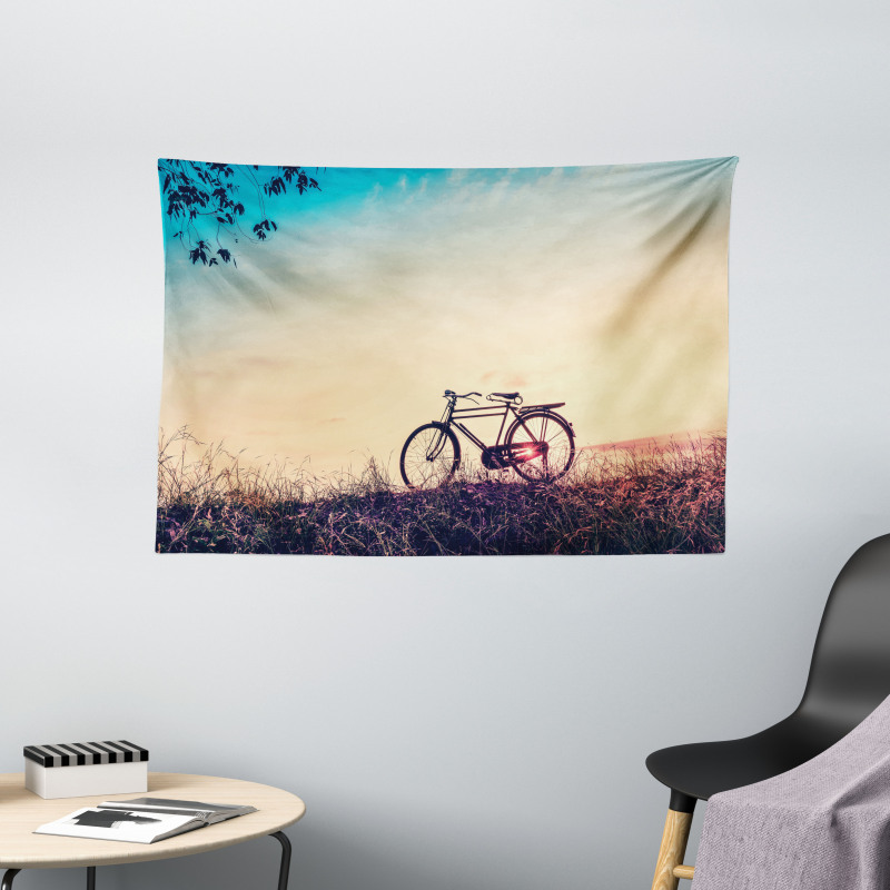 Sunset Bicycle Pastel Wide Tapestry
