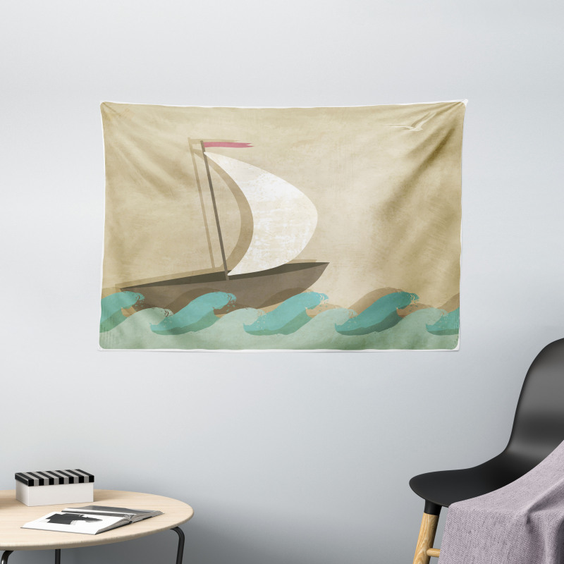Seagulls Boating Marine Wide Tapestry