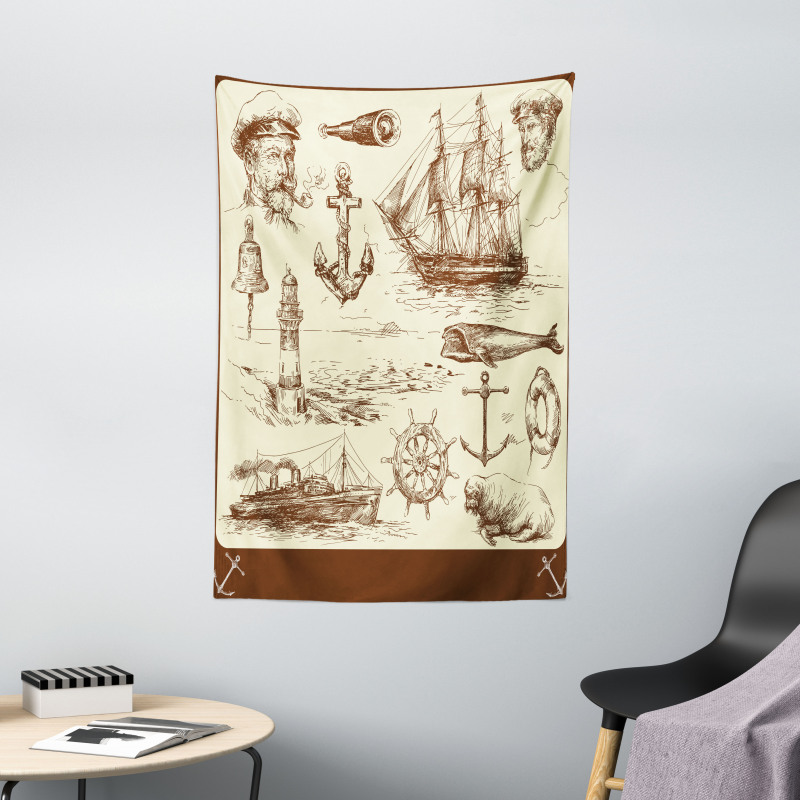 Oceanic Drawing Effect Tapestry