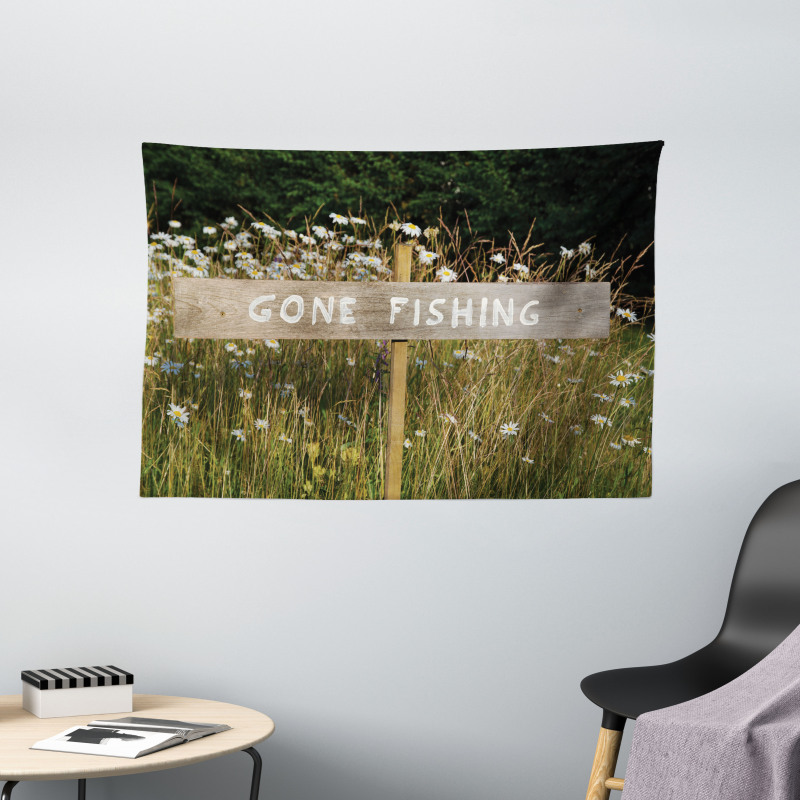 Sign Pole Among Field Wide Tapestry