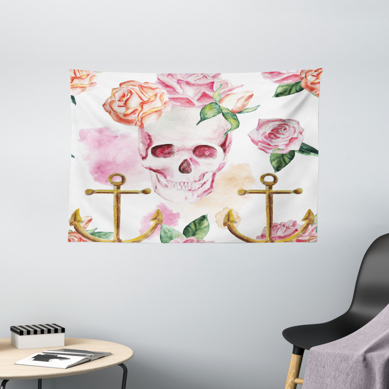 Anchor Roses Peony Art Wide Tapestry