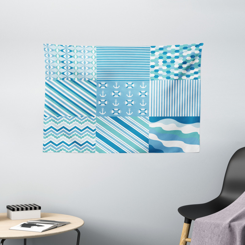 Zigzags Wavy Anchor Wide Tapestry