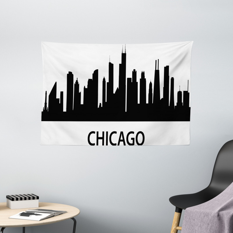 Chicago Line Silhouette Wide Tapestry