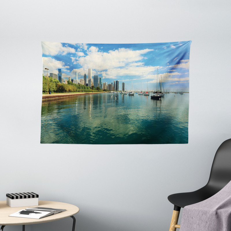 Lake Michigan Day Scenery Wide Tapestry