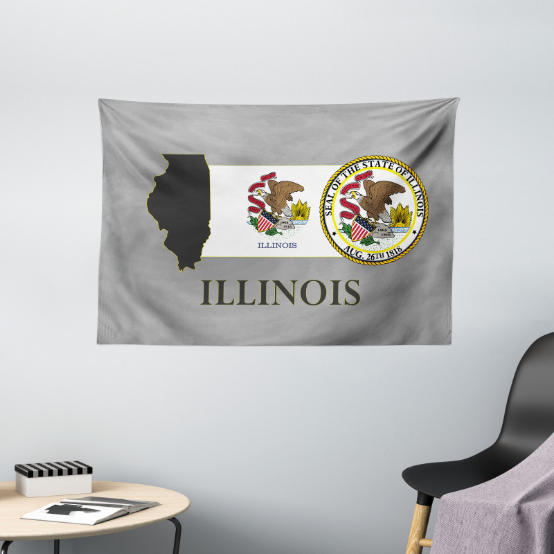 State Map and Flag Eagle Wide Tapestry