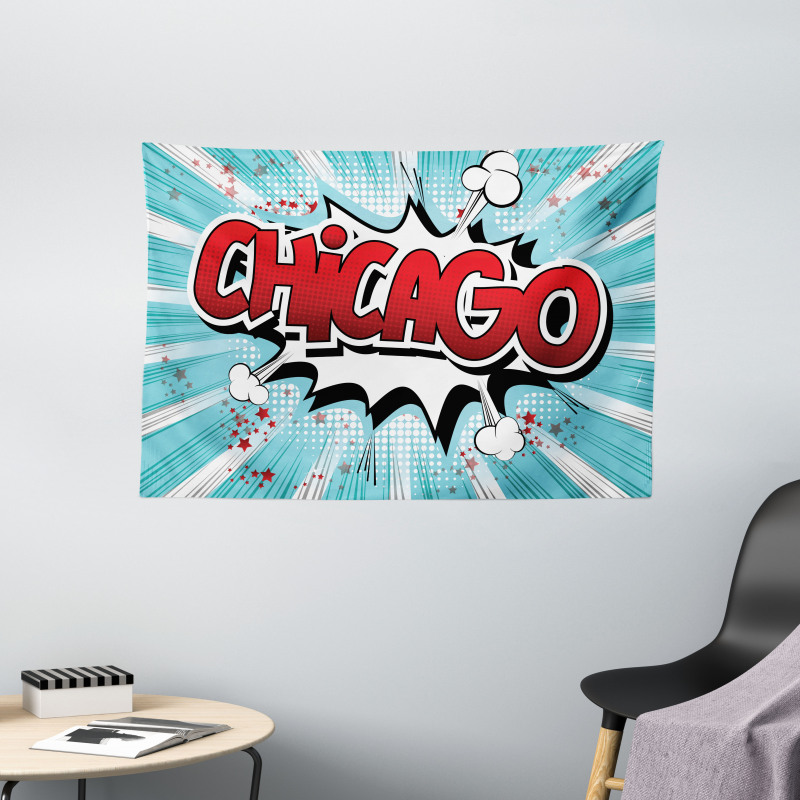 Pop Art Comic Book Chicago Wide Tapestry