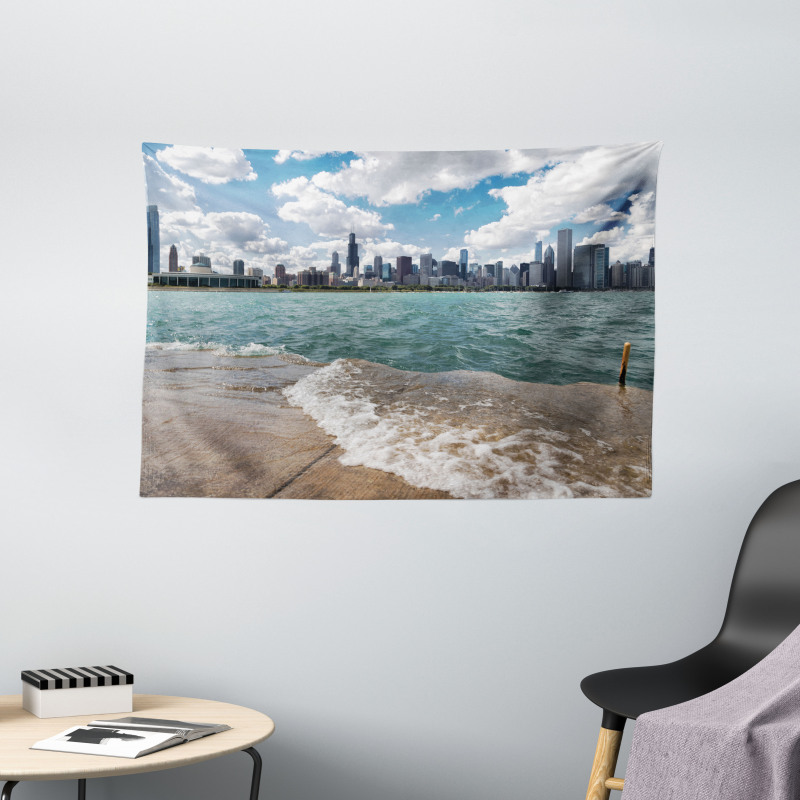 Chicago Skyline and Lake Wide Tapestry