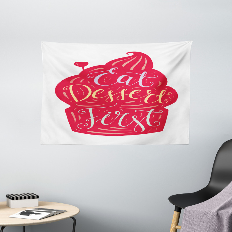 Eat Dessert First Cupcake Wide Tapestry