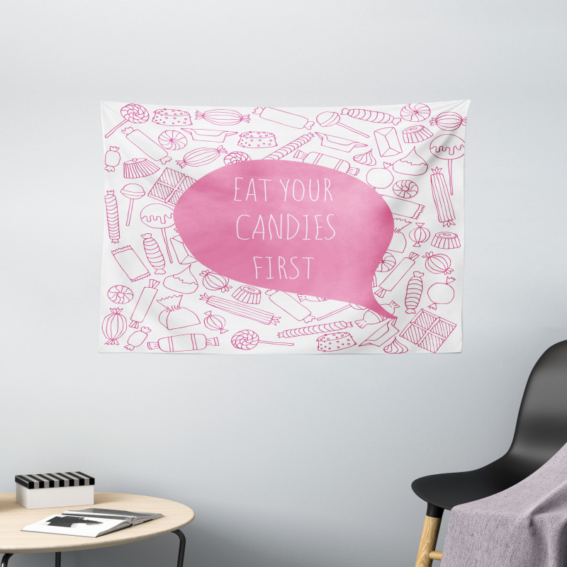 Eat Your Candies First Wide Tapestry