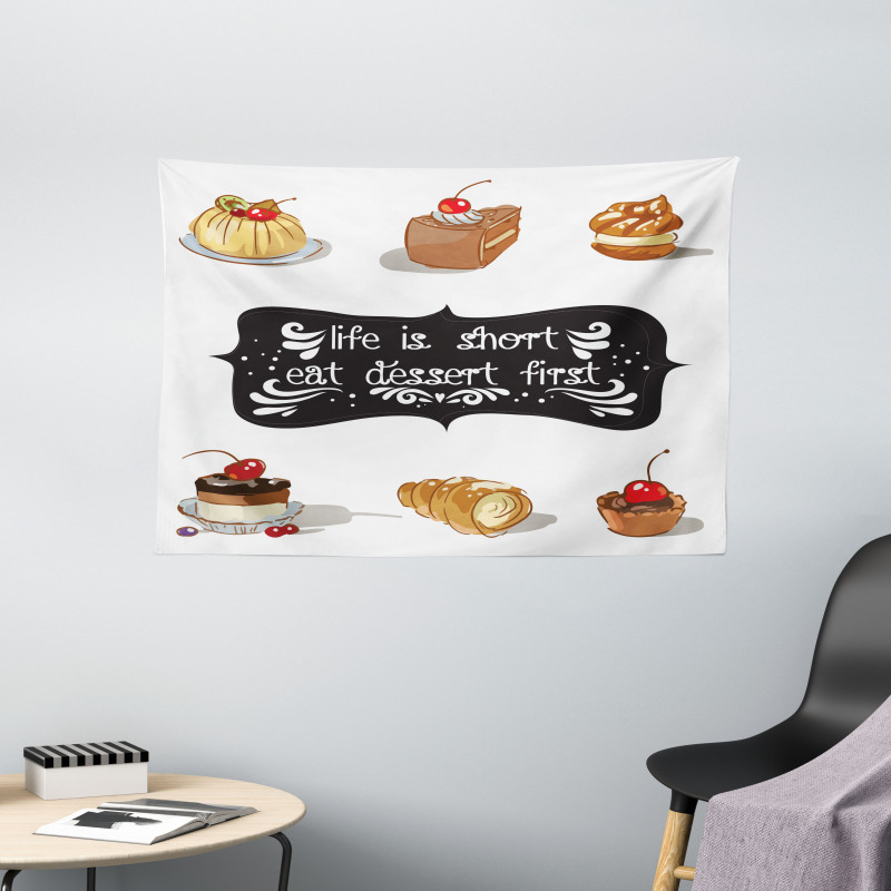 Various Dessert Doodle Wide Tapestry