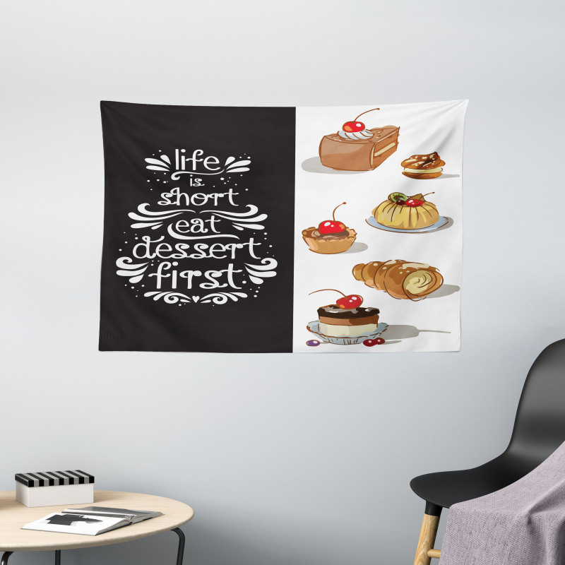 Eat Dessert First Patisserie Wide Tapestry