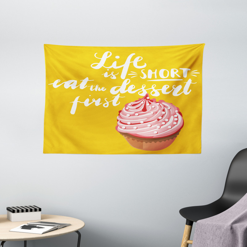 Cupcake Food Art Wide Tapestry