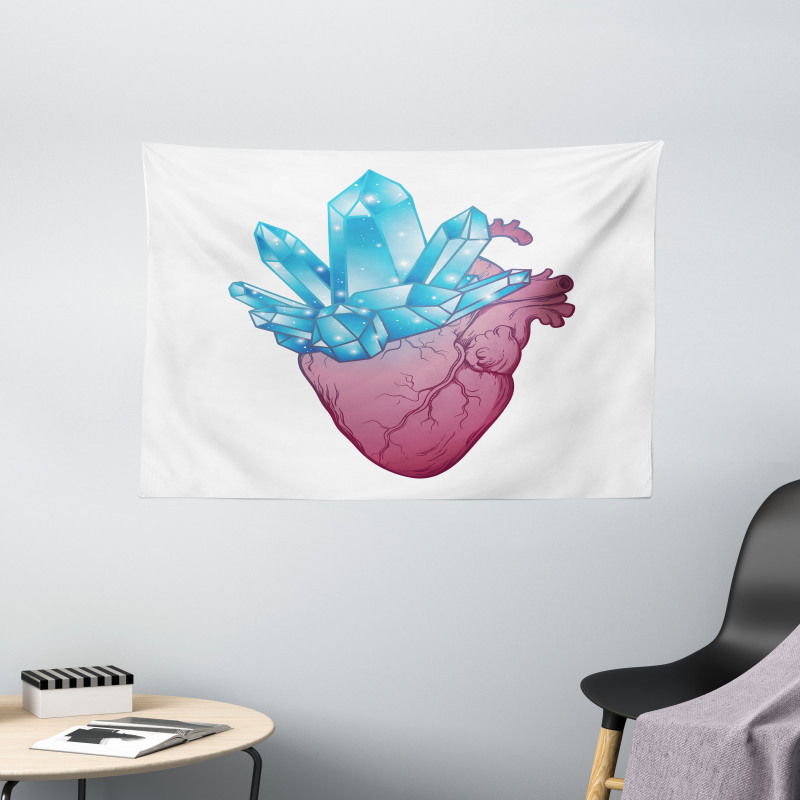 Crystal Growing from Heart Wide Tapestry