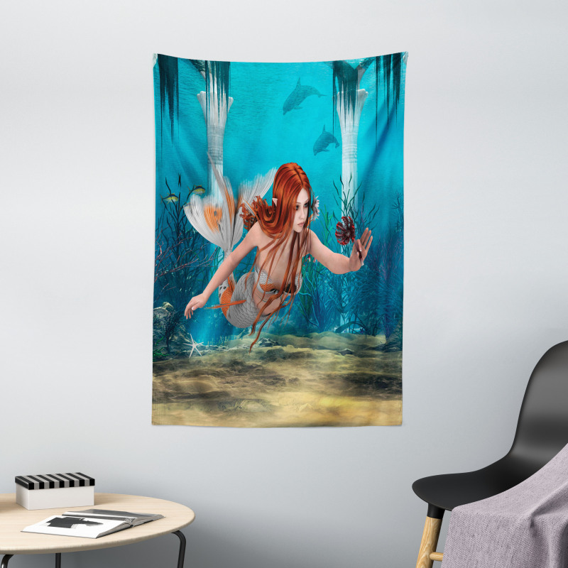 Magic Aqua Sea Lily Tapestry