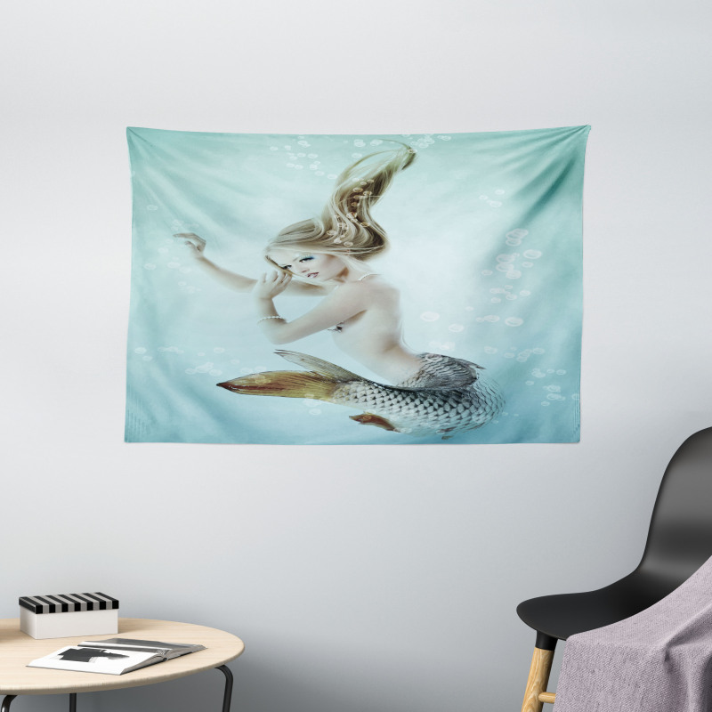 Mythologic Mermaid Wide Tapestry