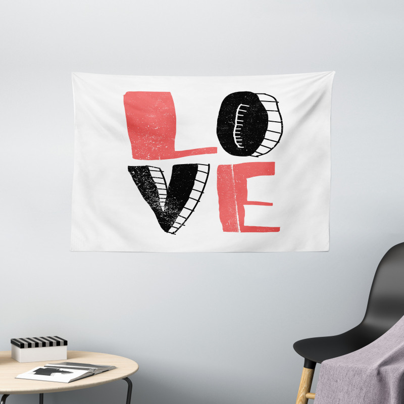 Love Typography Wide Tapestry