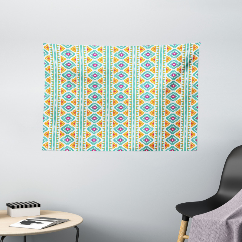 Colorful Theme Motif Wide Tapestry