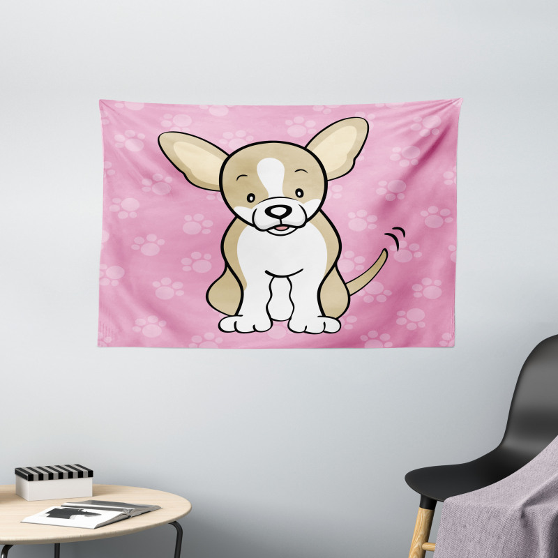 Cartoon of Dog Wide Tapestry