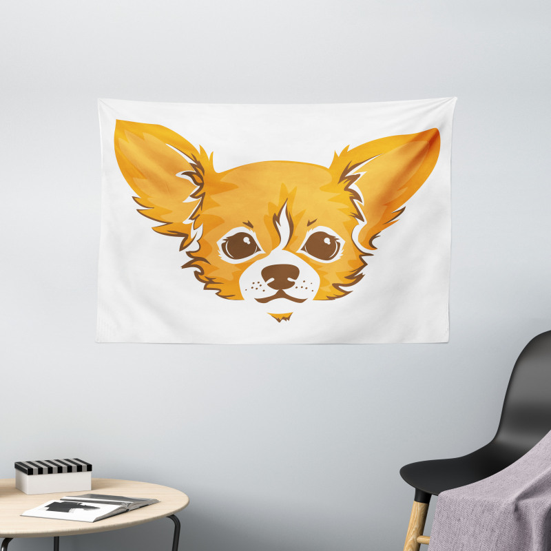 Simplistic Cartoon of Dog Wide Tapestry