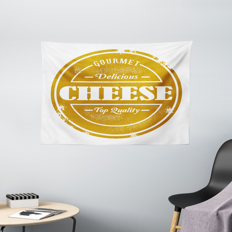 Food Themed Grunge Stamp Wide Tapestry