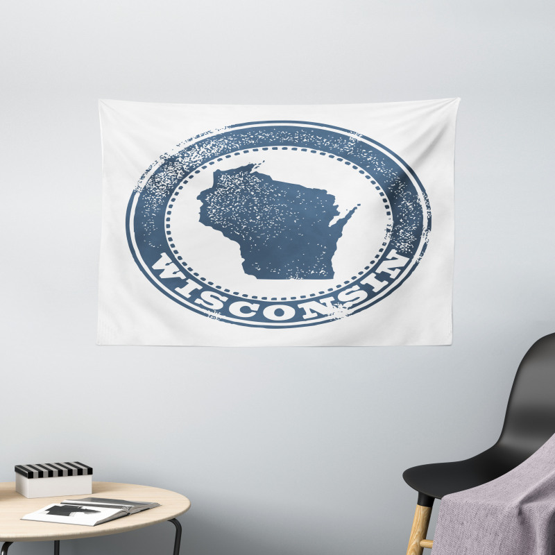 Map Retro Grunge Stamp Wide Tapestry