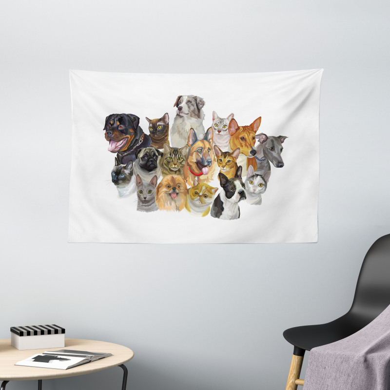 Domestic Animals Wide Tapestry