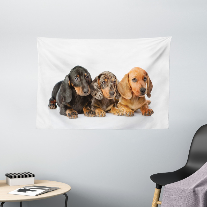 Puppies Lying Together Wide Tapestry