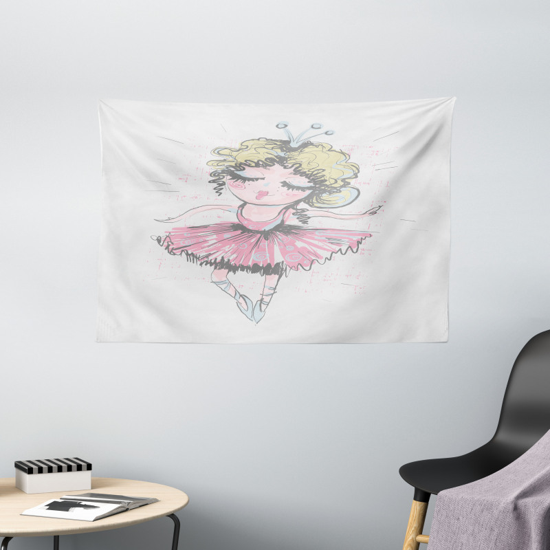 Curly Hair Blonde Dancer Wide Tapestry