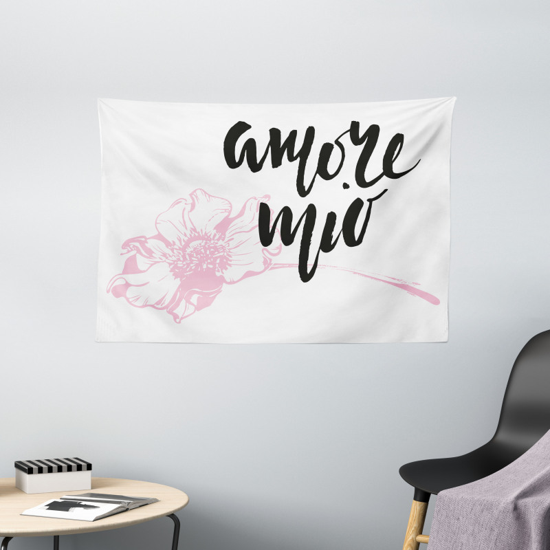 Amore Mio with Flower Wide Tapestry