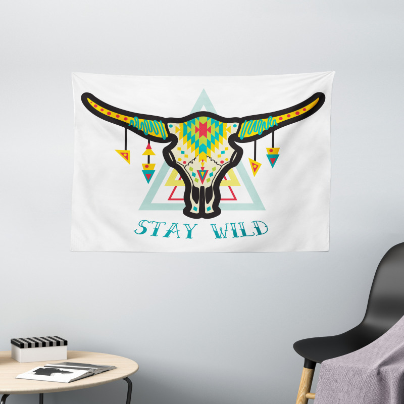 Bohemian Stay Wild Bull Wide Tapestry