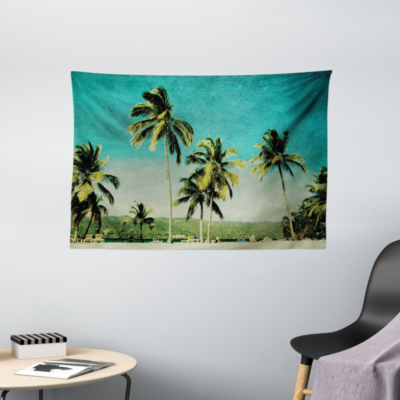 Retro Summer and Tall Trees Wide Tapestry