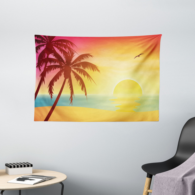 Vivid Sunrise at Fantasy Beach Wide Tapestry