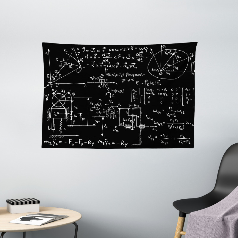 Mechanical Formula Sketched Wide Tapestry