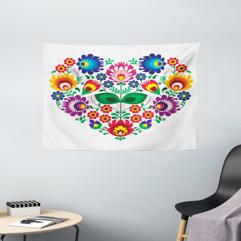 Slav Flowers Heart Wide Tapestry