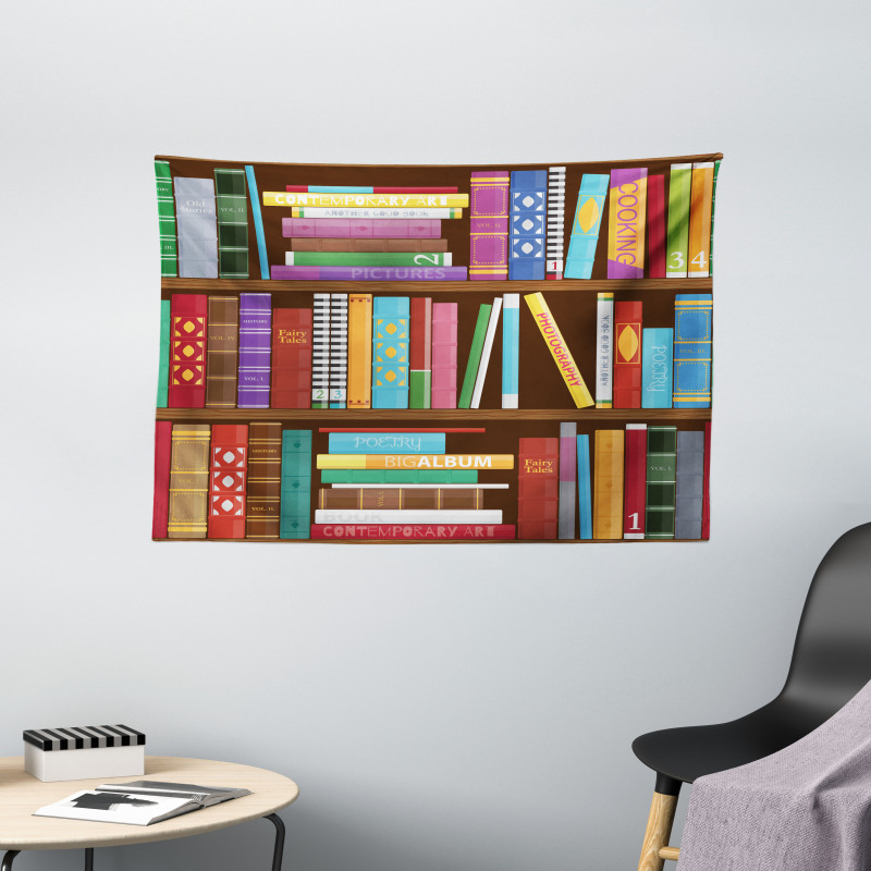 Different Subjects Books Wide Tapestry