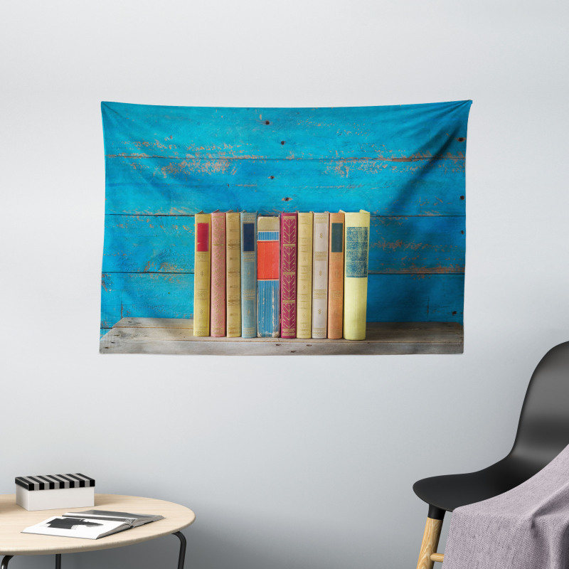 Grunge Nostalgic Book Wide Tapestry