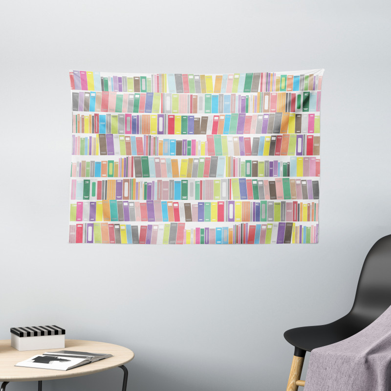 Colorful Cartoon Library Wide Tapestry