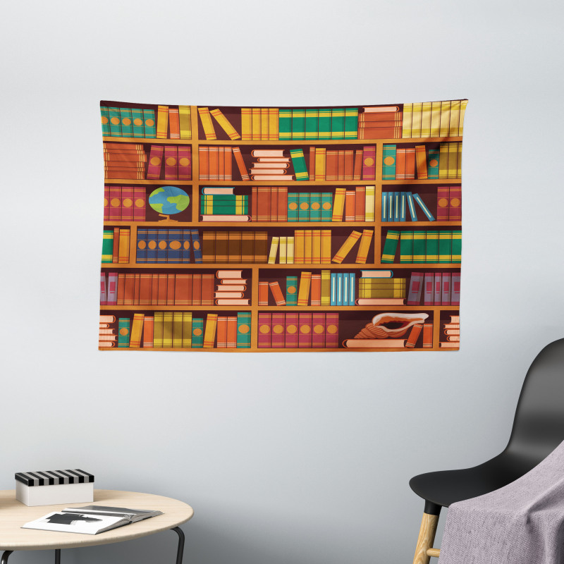 Academic Bookshelves Design Wide Tapestry