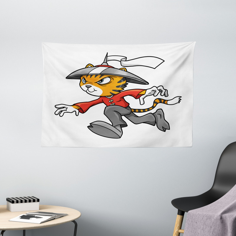 Warrior Cartoon Wide Tapestry