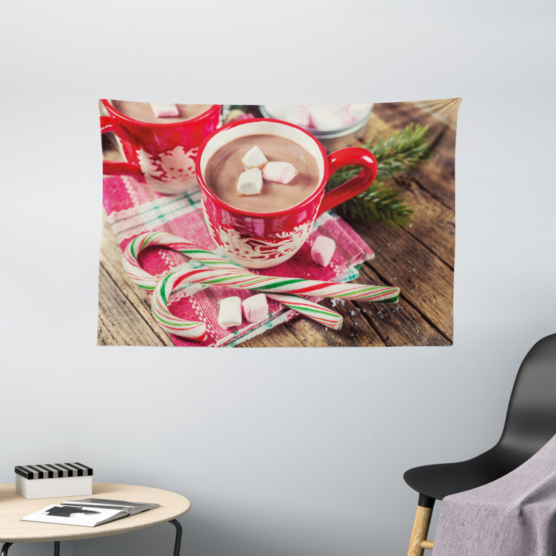 Hot Chocolate in Mugs Wide Tapestry