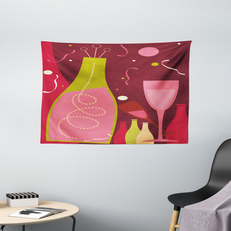 Champagne Drinks Wide Tapestry