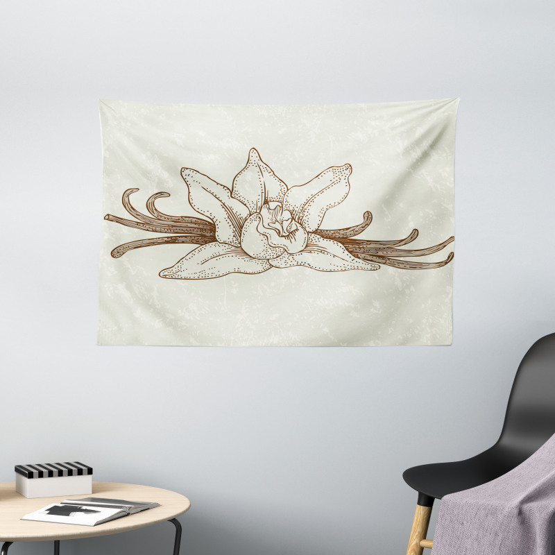 Vintage Aromatic Flower Wide Tapestry