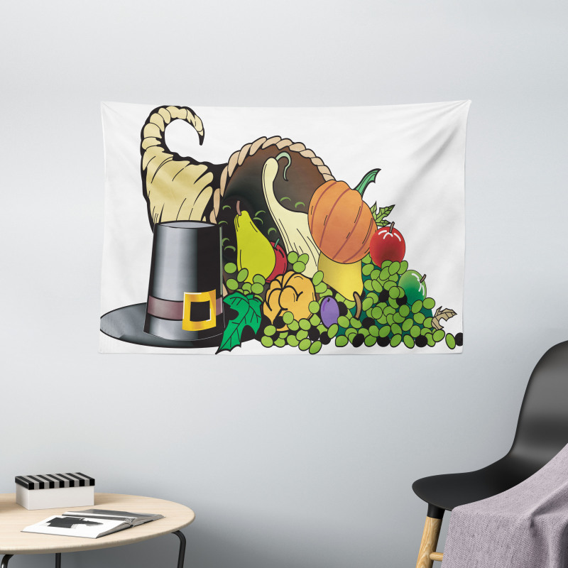 Cornucopia Motif Wide Tapestry