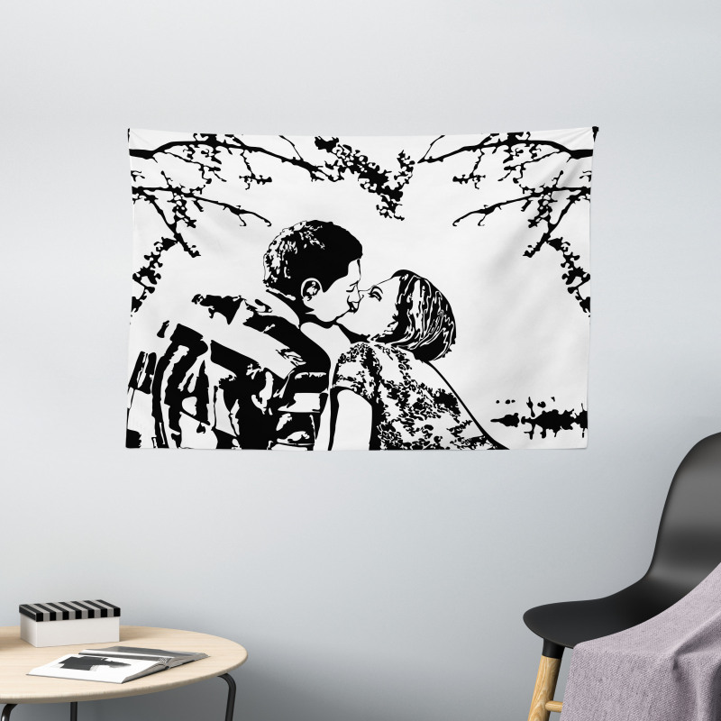 Young Couple in Love Print Wide Tapestry