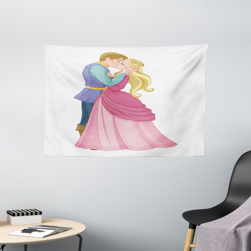 Prince and Princess Romance Wide Tapestry