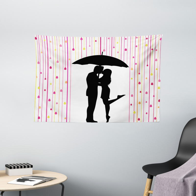 Couple Umbrella Romance Wide Tapestry