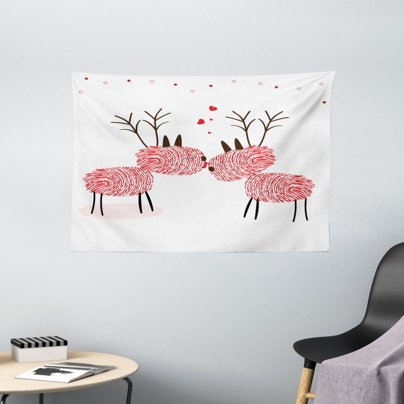 Reindeer with Finger Prints Wide Tapestry