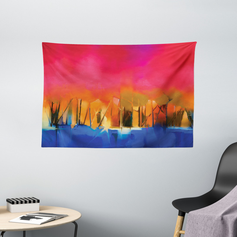 Vivid Abstract Scene Wide Tapestry