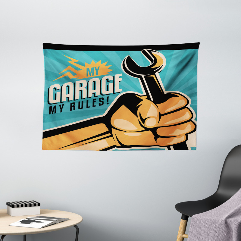 Retro Holding Wrench Wide Tapestry