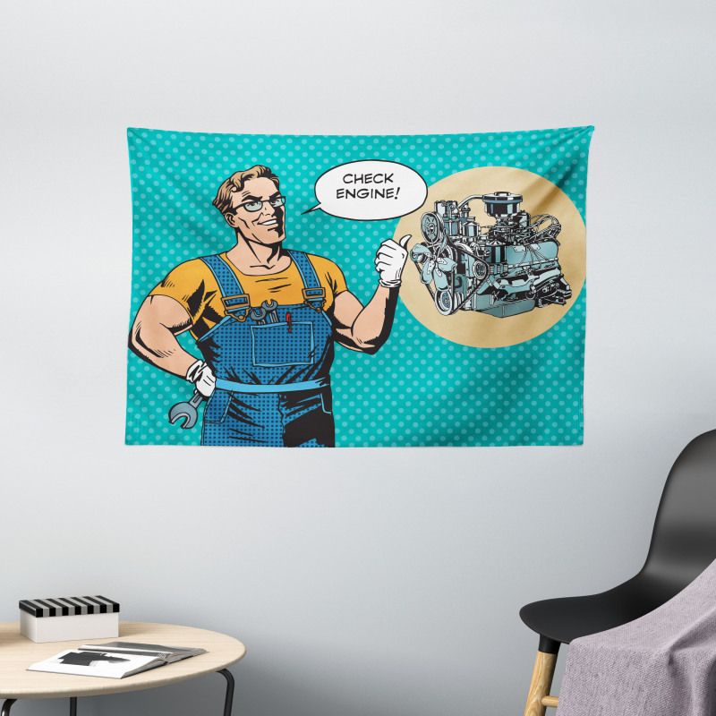 Pop Art Repairman Wide Tapestry